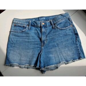 J. Crew Reimagined Denim High Rise Shorts Womens Size 33 Blue Jean Raw Hem
